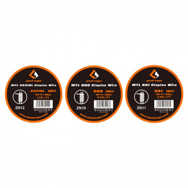 GEEKVAPE resistenza MTL SS316L clapton wire (28x2 + 38ga) 10ft